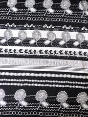 Load image into Gallery viewer, Black &amp; Ivory Chanin Stripe 100% Silk Jersey