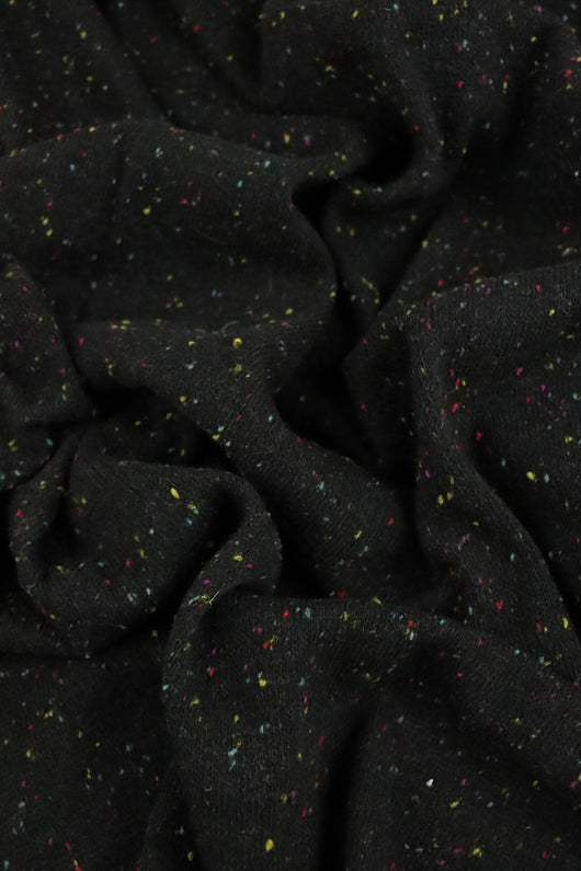 Black Italian Speckled Wool Silk Sweater Knit