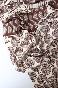 Brown & Cream Modern Art 100% Silk Jersey