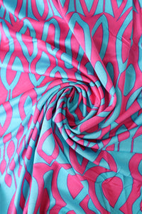 Hot Pink & Aqua Drops 100% Silk Jersey