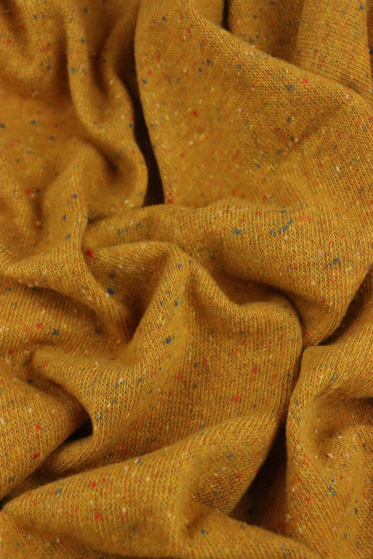 Gold Italian Speckled Wool Silk Sweater Knit