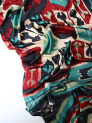 Load image into Gallery viewer, Red &amp; Teal Geometric Stripe 100% Silk Jersey