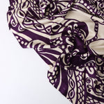 Load image into Gallery viewer, Whimsical Cream Art on Eggplant 100% Silk Jersey
