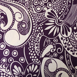 Load image into Gallery viewer, Whimsical Cream Art on Eggplant 100% Silk Jersey

