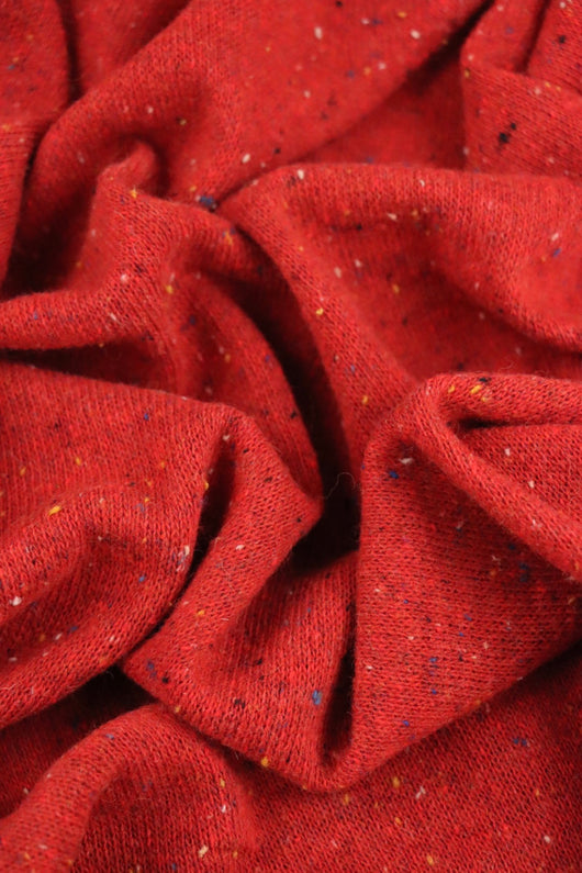 Peppermint Red Italian Speckled Wool Silk Sweater Knit