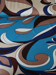 Load image into Gallery viewer, Ocean/Tan/Brown Swirls 100% Silk Jersey