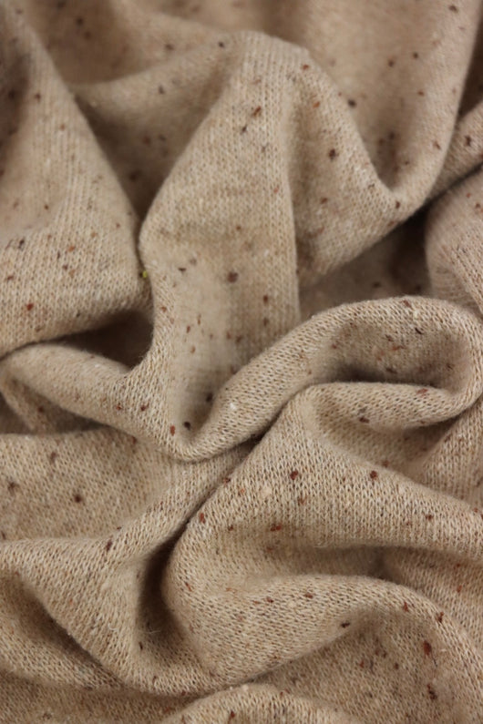 17IN REMNANT; Oat Italian Speckled Wool Silk Sweater Knit