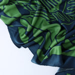 Load image into Gallery viewer, Navy &amp; Green Geometric 100% Silk Jersey
