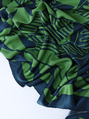 Load image into Gallery viewer, Navy &amp; Green Geometric 100% Silk Jersey