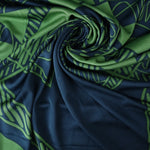 Load image into Gallery viewer, Navy &amp; Green Geometric 100% Silk Jersey
