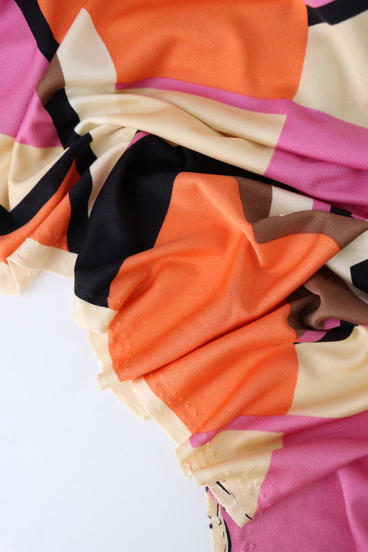 Clementine & Pink Abstract Shapes 100% Silk Jersey