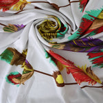 Load image into Gallery viewer, 2YD 26IN REMNANT; Climbing Feathers Single Border 100% Silk Jersey
