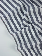 Load image into Gallery viewer, Navy &amp; White 3/8" Vertical Stripe Lightweight Cotton Shirting