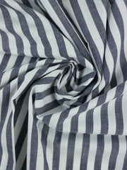 Load image into Gallery viewer, Navy &amp; White 3/8" Vertical Stripe Lightweight Cotton Shirting