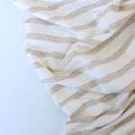 Load image into Gallery viewer, 1/4" Heathered Oatmeal &amp; 1/2" Ivory Stripe Rayon Spandex Jersey | Made in USA

