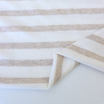 Load image into Gallery viewer, 1/4" Heathered Oatmeal &amp; 1/2" Ivory Stripe Rayon Spandex Jersey | Made in USA
