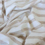 Load image into Gallery viewer, 1/4" Heathered Oatmeal &amp; 1/2" Ivory Stripe Rayon Spandex Jersey | Made in USA
