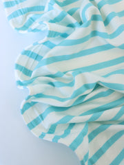 Load image into Gallery viewer, 1/4" Aqua &amp; 1/2" Ivory Stripe Rayon Spandex Jersey | Made in USA