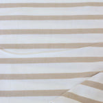 Load image into Gallery viewer, 1/4" Light Taupe &amp; 1/2" Ivory Stripe Rayon Spandex Jersey | Made in USA
