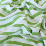 Load image into Gallery viewer, 1/4" Key Lime &amp; 1/2" Ivory Stripe Rayon Spandex Jersey | Made in USA
