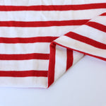 Load image into Gallery viewer, 1/4" Lipstick Red &amp; 1/2" Ivory Stripe Rayon Spandex Jersey | Made in USA
