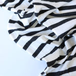 Load image into Gallery viewer, 1/4" Heathered Coal &amp; 1/2" Ivory Stripe Rayon Spandex Jersey | Made in USA
