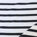 Load image into Gallery viewer, 1/4" Heathered Coal &amp; 1/2" Ivory Stripe Rayon Spandex Jersey | Made in USA
