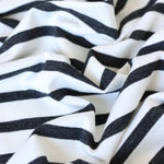 Load image into Gallery viewer, 1/4" Heathered Coal &amp; 1/2" Ivory Stripe Rayon Spandex Jersey | Made in USA
