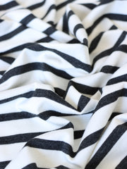 Load image into Gallery viewer, 1/4" Heathered Coal &amp; 1/2" Ivory Stripe Rayon Spandex Jersey | Made in USA