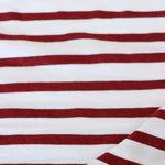 Load image into Gallery viewer, 1/4" Heathered Cherry &amp; 1/2" Ivory Stripe Rayon Spandex Jersey | Made in USA
