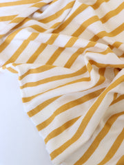 Load image into Gallery viewer, 1/4" Dandelion &amp; 1/2" Ivory Stripe Rayon Spandex Jersey | Made in USA