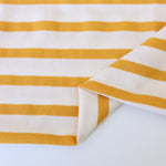 Load image into Gallery viewer, 1/4" Dandelion &amp; 1/2" Ivory Stripe Rayon Spandex Jersey | Made in USA
