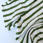 Load image into Gallery viewer, 1/4" Fern Green &amp; 1/2" Ivory Stripe Rayon Spandex Jersey | Made in USA
