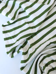 Load image into Gallery viewer, 1/4" Fern Green &amp; 1/2" Ivory Stripe Rayon Spandex Jersey | Made in USA