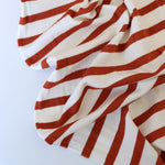 Load image into Gallery viewer, 1/4" Rust &amp; 1/2" Ivory Stripe Rayon Spandex Jersey | Made in USA
