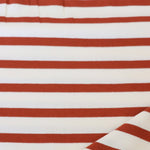 Load image into Gallery viewer, 1/4" Rust &amp; 1/2" Ivory Stripe Rayon Spandex Jersey | Made in USA
