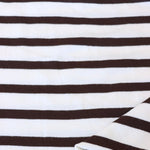 Load image into Gallery viewer, 1/4" Cocoa &amp; 1/2" Ivory Stripe Rayon Spandex Jersey | Made in USA
