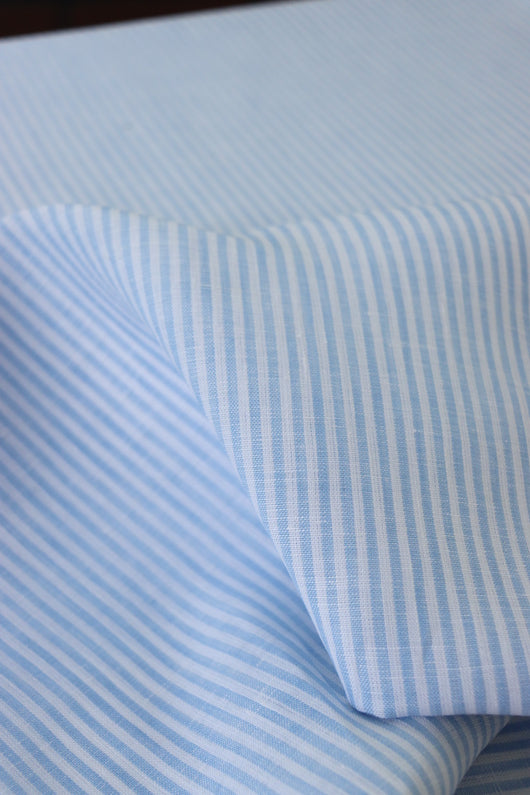 Periwinkle Thin Stripe | Limerick Linen Yarn Dyed | Robert Kaufman