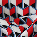 Load image into Gallery viewer, Red/Blue/Black Box Illusions Linen Cotton
