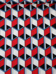 Load image into Gallery viewer, Red/Blue/Black Box Illusions Linen Cotton