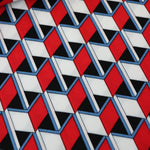 Load image into Gallery viewer, Red/Blue/Black Box Illusions Linen Cotton
