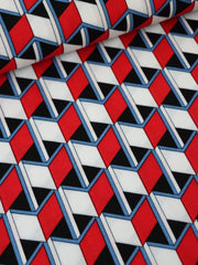 Load image into Gallery viewer, Red/Blue/Black Box Illusions Linen Cotton