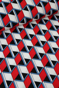 Red/Blue/Black Box Illusions Linen Cotton