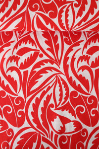 Red Brite Swirling Foliage Linen Cotton