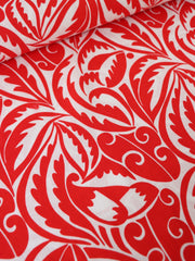 Load image into Gallery viewer, Red Brite Swirling Foliage Linen Cotton