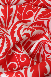 Red Brite Swirling Foliage Linen Cotton