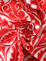 Load image into Gallery viewer, Red Brite Swirling Foliage Linen Cotton
