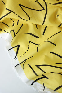 Funky Lines On Yellow Linen Cotton