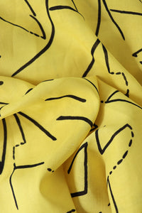Funky Lines On Yellow Linen Cotton