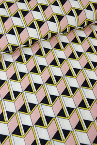 Pink/Yellow/Black Box Illusions Linen Cotton